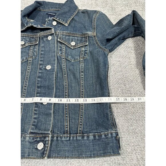 Vintage Gap Denim Jacket Womens Small Blue Jean Stretch Y2K Fitted - Picture 7 of 8